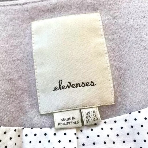 Elevenses Anthropologie Wool Buttoned Bow Blazer Jacket Gray Black Size 8 - Picture 5 of 6